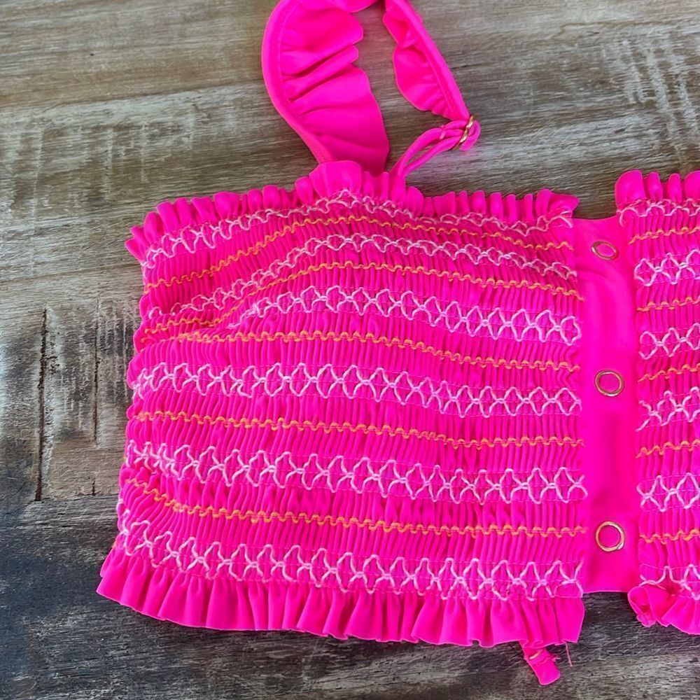 Arizona Pink smocked bandeau swim top - Picture 3 of 4